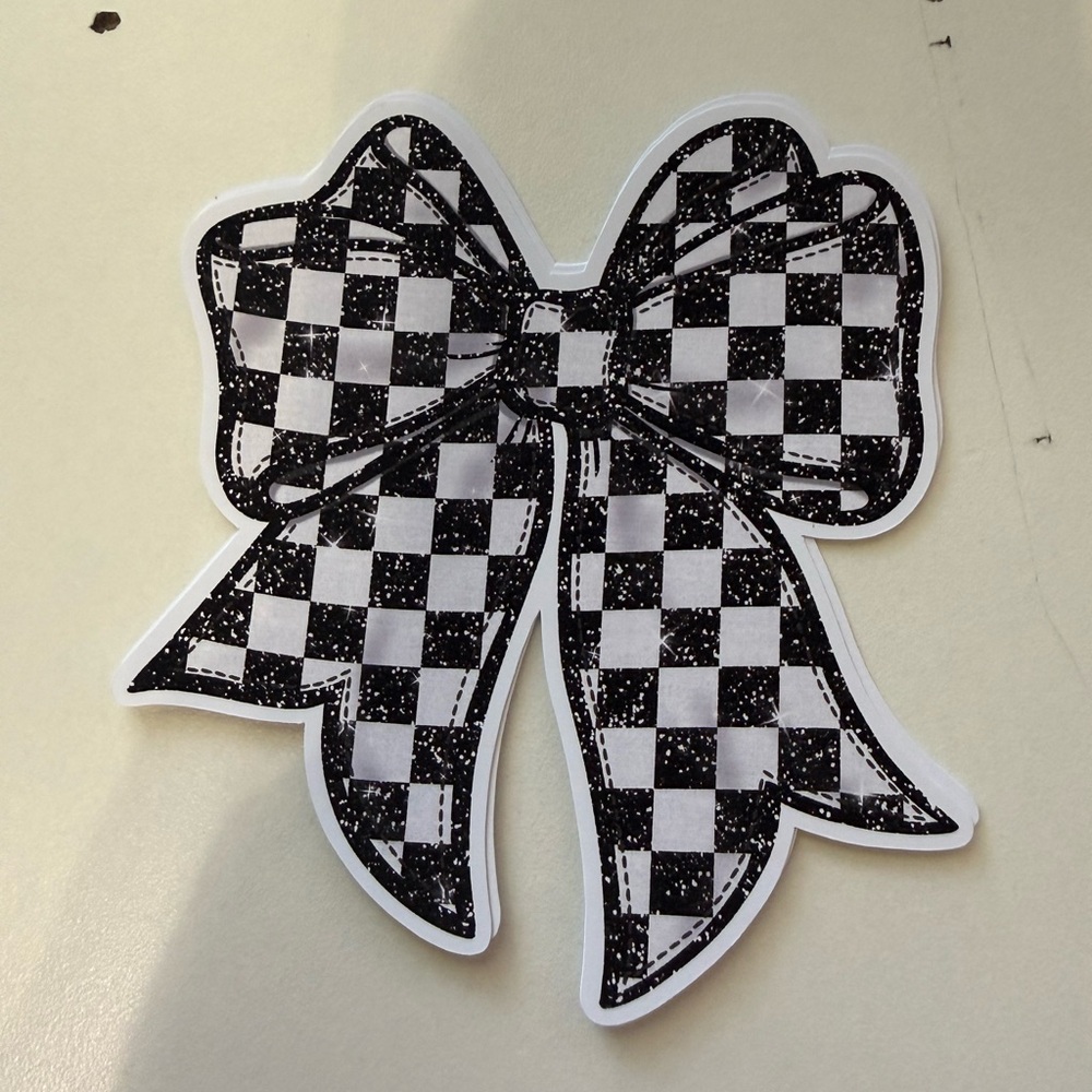 Black checkered bow card stock car freshie scent varie‎ air freshener croquet